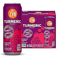 Turmeric Antioxidant Energy Drink by ZYN | 6 Pack | Pomegranate Cranberry | Low Calorie & No Added Sugar | Energy Turmeric Drinks for Inflammation Turmeric Drinks with Curcumin, Piperine, Vitamin C & Zinc | Plant-Based Formula