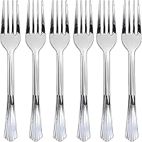 Elegant Silver Plastic Forks (Pack of 20) - Disposable Salad Forks & High-Quality Dinnerware, Premium Flatware for Everyday Use, Party Tableware, & More