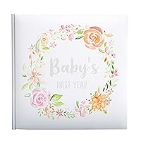 Kate & Milo Floral Baby's First Year Memory Book, Baby Milestones Photo Album, Trendy Baby Girl Gift 9x9x0.5 Inch (Pack of 1)