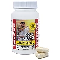 Yerba Prima Odor Cleanse - 50 Capsules, Breath and Body Capsules, Freshens Breath, Neutralizes Body Odor, Natural Plant Extract - Patented & Researched, Made in The USA