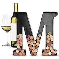 G Francis M-Shaped Letter Wine Cork Holder Decor - Wall or Table Metal Collector Cage Storage Container for Wine Corks