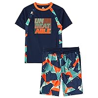The Children's Place Boys Sleeve Shirt and Quick Drying Performance Basketball Shorts 2-Piece Set, Unbeatable, Large (10/12)