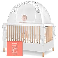 Premium Pop Up Crib Tent, Crib Cover to Keep Baby from Climbing Out, Falls and Mosquito Bites, Safety Net, Canopy Netting Cover - Sturdy & Stylish Infant Crib Topper, Mosquito Net