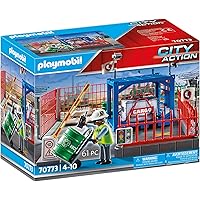 Playmobil City Action 70770 Electric Cargo Crane with Container, Built-in Motor, for Children Ages 4+