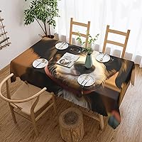 Dog Training Print Tablecloth Waterproof and Stain Resistant Rectangula Table Cover 54 X 72 Inch Washable Table Cloth for Kitchen Decor Indoor Outdoor Parties Picnics