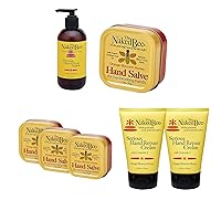 The Naked Bee Hand & Cuticle Healing Salve + Honey with Ceramide 3, Serious Hand Repair Cream Lotion + Honey Hand Salve 2oz + Jasmine & Honey Moisturizing Hand & Body Lotion