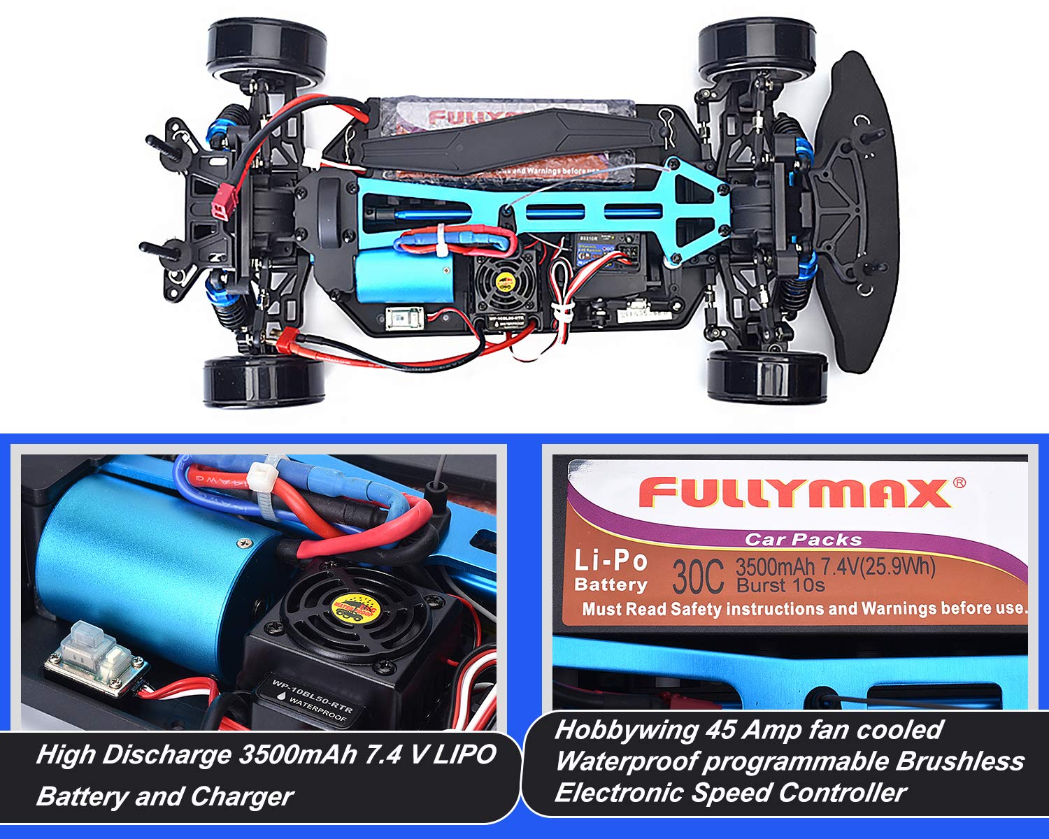 HSP RC Car 1/10 Scale 4wd OffRoad RC Drift Car Electronic Monster Truck 4x4 Vehicle Toys Brushless Motor High Speed 60km/h RTR Hobby Remote Control Car, 2022 Upgraded Car Shell with Extra 4Drift Tires