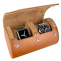 BARTON Watch Roll - Brown Recycled Leather Watch Travel Case & Watch Band Storage - 2 Watch Case