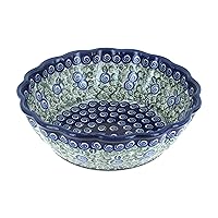 Blue Rose Polish Pottery Seaside Swirl Medium Scallop Bowl