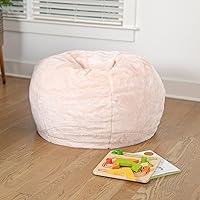 Flash Furniture Small Bean Bag Chair for Kids and Teens, Set of 1, Blush Furry
