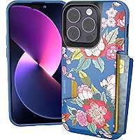 iPhone 14 Pro Wallet Case - Wallet Slayer Vol. 1 [Slim + Protective] Credit Card Holder - Drop Tested Hidden Card Slot Cover Compatible with Apple iPhone 14 Pro - Flirty Flowers
