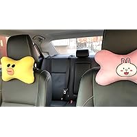 2pcs Car Neck Pillow Cartoon Animal Pattern Headrest Pillow Comfortable Soft Travel Pillow Universal Pillow for Car and Home (Pink)