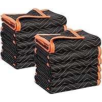 SIMPLI-MAGIC 79523 Heavy Duty Padded Moving Blankets, Black/Orange, 72” x 80”, 12 Pack