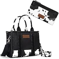 Wrangler Cow Print Tote Handbag and Bifold Credit Card Wallet Set