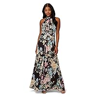 Adrianna Papell Women's Chiffon Printed Halter Gown