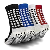 ELUTONG Kids Grip Athletic Socks,1-4 Pairs Soccer Anti Slip Sports Socks For 4-16 Years Youth Boys Girls