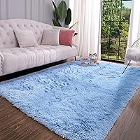 Keeko Fluffy Large Area Rugs for Bedroom Living Room, 5.3x7.5 Soft Shag Furry Shaggy Modern Area Rugs Washable Non Shedding Indoor Fuzzy Rugs Carpets for Kids Girls Room Home Decor Cobalt Blue
