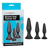 CalExotics Silicone Anal Trainer Kit - 3 Piece Butt Plug Set With Suction Cup - Waterproof Fetish Sex Toys for Couples - Black