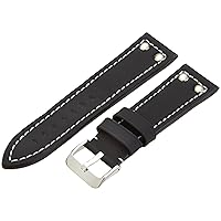 Hadley-Roma Men's MS2041RA-240 24-mm Black Genuine Silicone Treated Leather WatchStrap