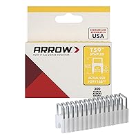 Arrow 591168 Genuine T59 Steel 1/4-Inch by 1/4 Crown Width Insulated Staples for Cable and Wiring, Clear, 300 Count