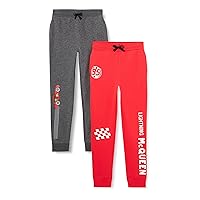 Amazon Essentials Disney | Marvel | Star Wars Toddler Boys' Fleece Jogger Sweatpants (Previously Spotted Zebra), Pack of 2, Lightning McQueen, 4T