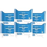 Make Up Remover Wipes, Fragrance Free, 150 Count (6 Packs of 25) (Previously Solimo)