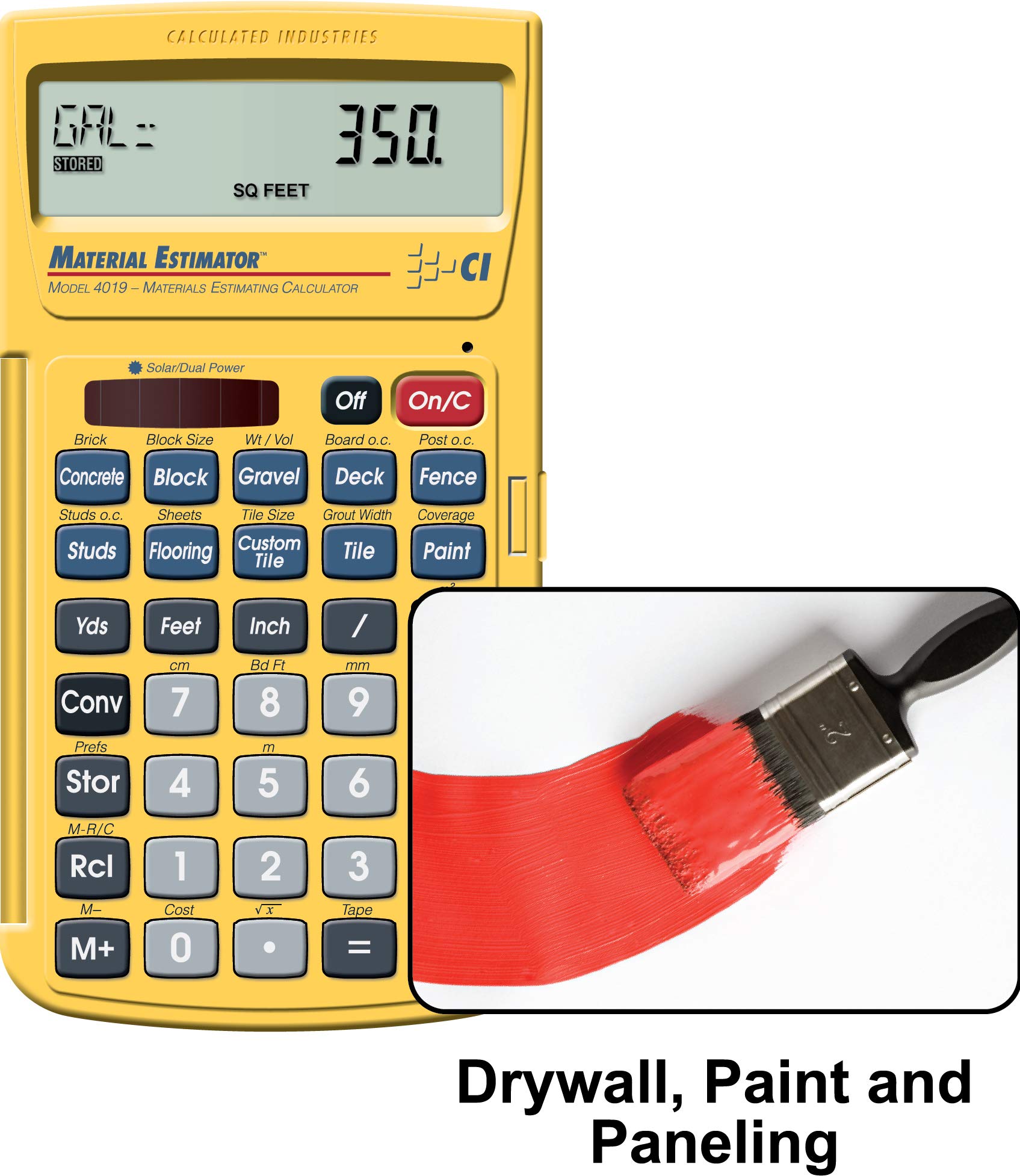 Calculated Industries 4019 Material Estimator Calculator | Finds Project Building Material Costs for DIY’s, Contractors, Tradesmen, Handymen and Construction Estimating Professionals,Yellow