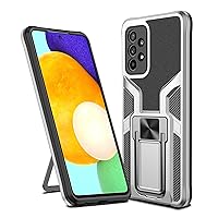 Shockproof Case for Samsung A52 4G 5G/A52S 5G Case Cover with Holder Kickstand, Heavy Duty Protective Bumper Armour Phone Shell with Magnetic - Silver