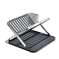ADBIU Over The Sink Dish Drying Rack (Expandable Height and Length) Snap-On  Design 2 Tier Large Dish Rack Stainless Steel (24 - 35.5(L) x 12(W) x  19 - 22(H))