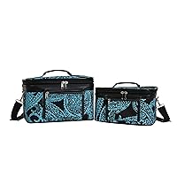 World Traveler Women's 2-Piece Cosmetic Case Set, Black Blue Paisley