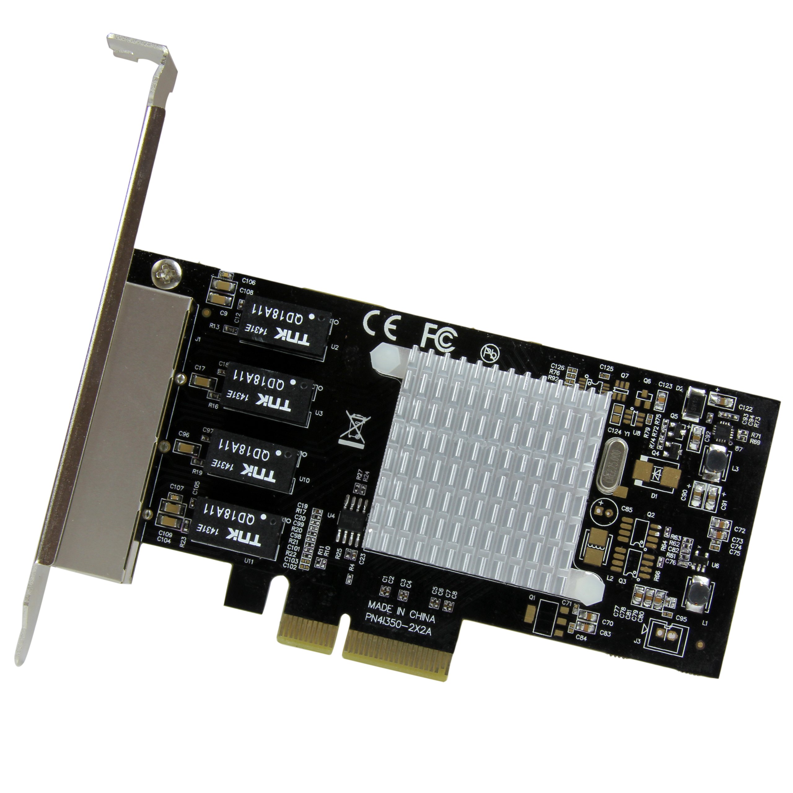StarTech.com 4 Port PCIe Network Card - RJ45 Port - Intel i350 Chipset - Ethernet Server / Desktop Network Card – Dual Gigabit NIC Card (ST4000SPEXI),Black
