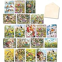 Leanin' Tree, Wings and Wishes, Greeting Cards Assortment Box, Assorted Cards with Envelopes All Occasion, (20 Greeting Cards, 22 Colorful Envelopes)