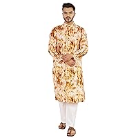 Atasi Mandarin Collar Kurta for Men's Printed Cotton Long Sleeves Ethnic Wear