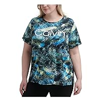 Calvin Klein Performance Womens Green Short Sleeve Crew Neck T-Shirt Plus 1X