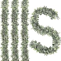 JPSOR 4pcs 26.4ft Artificial Eucalyptus Garland Faux Greenery Garland Fake Eucalyptus Leaves for Wedding Arch Farmhouse Mantle Table Runner Centerpiece Home Party Christmas
