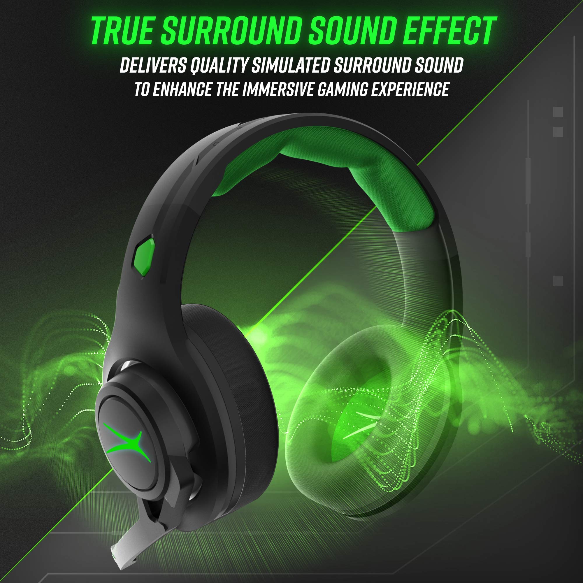 Premier Accessory Group Gaming Headset Stereo Headphones Altec Lansing Game Headphone Noise Cancelling Mic AL2000, RGB