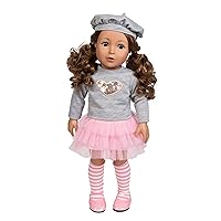 ADORA Amazon Exclusive Amazing Girls Collection, 18” Realistic Doll with Changeable Outfit and Movable Soft Body, Birthday Gift for Kids and Toddlers Ages 6+ - Jacqueline in Gray Sweater