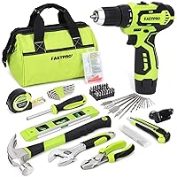 FASTPRO 175 Pieces 12 V Cordless Drill Set Drill and Home Tool Kit House Repair Tool with 12 Inch Storage Tool Bag for DIY Home Maintenance Green
