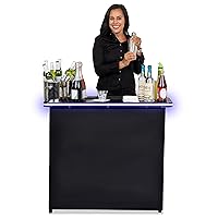 GoBar Portable Bar Table - Mobile Bartender Station for Events - Includes Carrying Case - Standard or LED