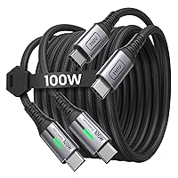 INIU USB C to USB C Cable, (6ft, 2-Pack) 100W USB C to C Fast Charging Cable, Braided Type C Charger Cable USB C Cord for iPhone 15 Pro Max Samsung Galaxy S21 S10 S9 Note 10 MacBook iPad Kindle etc.