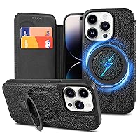 Misscase Leather Wallet Case for iPhone 12/iPhone 12 Pro,Card Holder,Kickstand,MagSafe Wireless Charging,Full Protection,Flip,for Men and Women(Black)