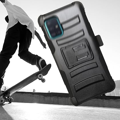 BEYOND CELL Armor Kombo Case Compatible with Samsung Galaxy A51 5G (6.5”), Hybrid Rugged Heavy Duty Protective Phone Case, Shockproof Drop Protection with Belt Clip Holster & Kickstand.