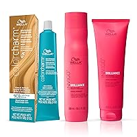 Wella Professionals Invigo Brilliance Color Protection Shampoo & Conditioner, For Fine Hair + Wella ColorCharm Demi Permanent Hair Color, 9CB Light Beige Blonde