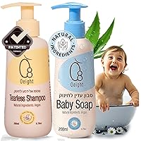 Oeight Natural Baby Soap with Tearless Baby Shampoo for Gentle and Sensitive Skin, Hair 200ml Baby Body Wash Baby Soap for Newborn, Hypoallergenic, Dermatologically Tested, Made in Israel