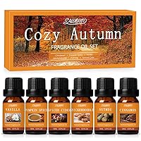 Salubrito Autumn Fragrance Oils, Essential Oils for Diffuser, Candle & Soap Making Scents, Fall Aromatherapy Oil Gift Set, Cinnamon, Vanilla, Pumpkin Spice, Snickerdoodle, Spiced Cider, Nutmeg
