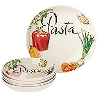 Lorren Home Trends 5 Piece Porcelain Pasta Set Vegetable Design, Multicolor