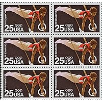 1988 SUMMER OLYMPICS ~ SEOUL SOUTH KOREA ~ GYMNASTIC RINGS #2380 Block of 6 x 25 US Postage Stamps