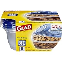GladWare Family Size Food Storage Containers, XL | Large Square Food Storage, Containers Hold up to 104 Ounces of Food, Large Set 3 Count Food Containers
