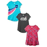 Amazon Essentials Girls and Toddlers' Short-Sleeve Tunic T-Shirts, Pack of 3