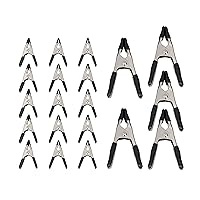 Amazon Basics 20-Piece Steel Spring Clamp Set, 15 Pack of 3/4-Inch, 5 Pack of 1-Inch, Black/Silver